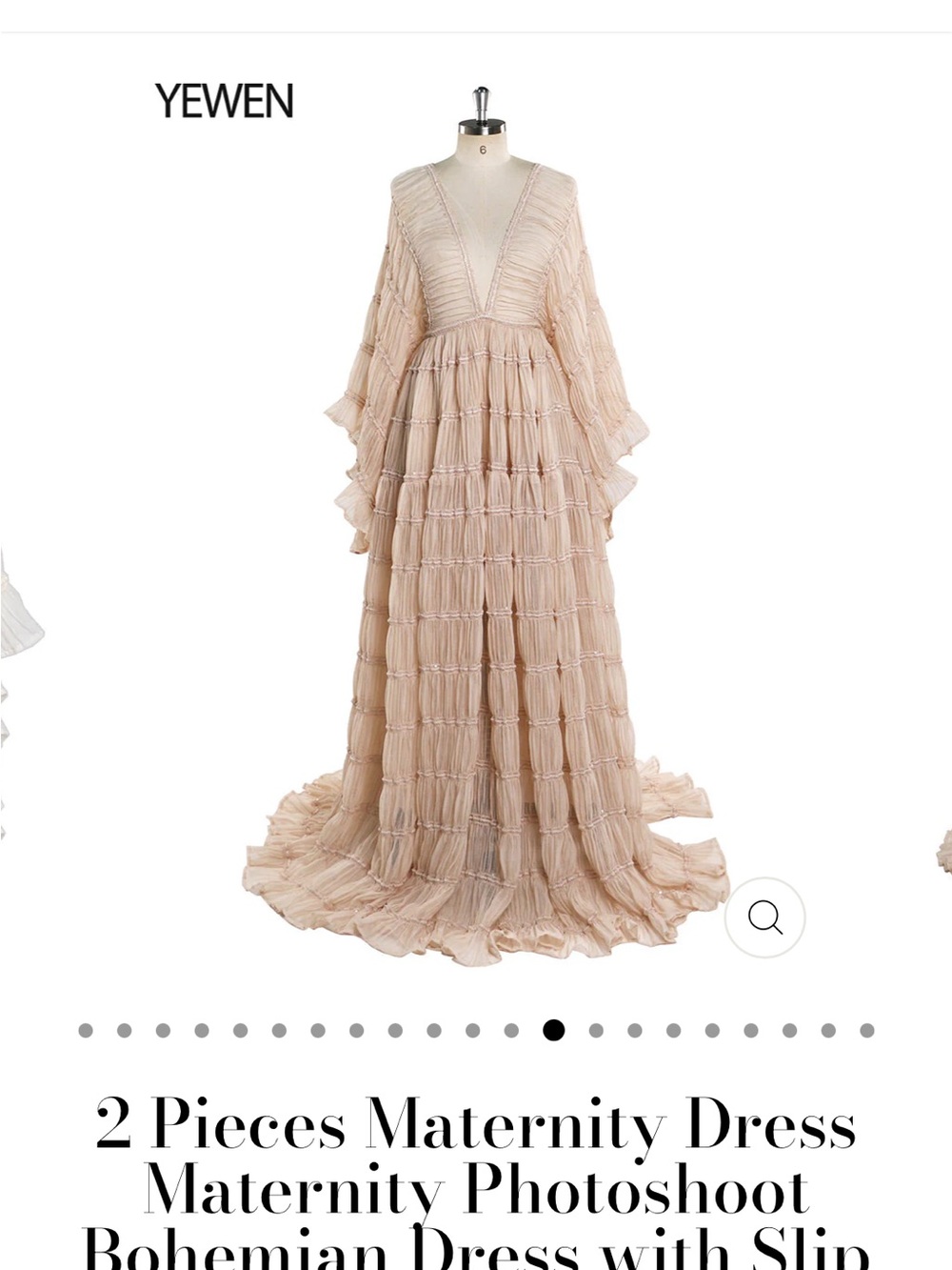 YEWEN Maternity Bohemian Maternity or Wedding Dress in Blush Fits Size S-L